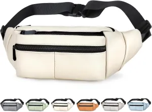 Fanny Packs for Women Plus Size, PU Leather Fanny Pack Running Belt Bag for Women with Card Slots, Black Waist Bags Crossbody Waist Pack Hip Bum Bag for Travel Workout Hiking Disney Beige Brown Green