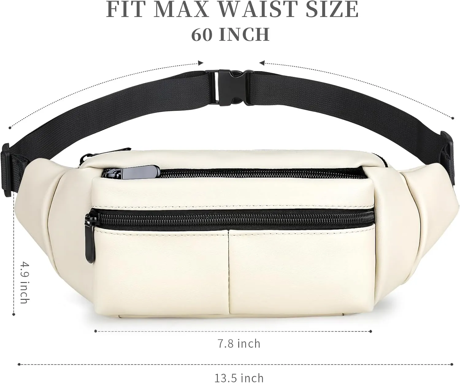 Fanny Packs for Women Plus Size, PU Leather Fanny Pack Running Belt Bag for Women with Card Slots, Black Waist Bags Crossbody Waist Pack Hip Bum Bag for Travel Workout Hiking Disney Beige Brown Green