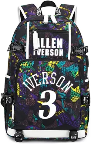 FANwenfeng Basketball Player Iverson Luminous Backpack Travel Daypack Fans Bag (Style 3)