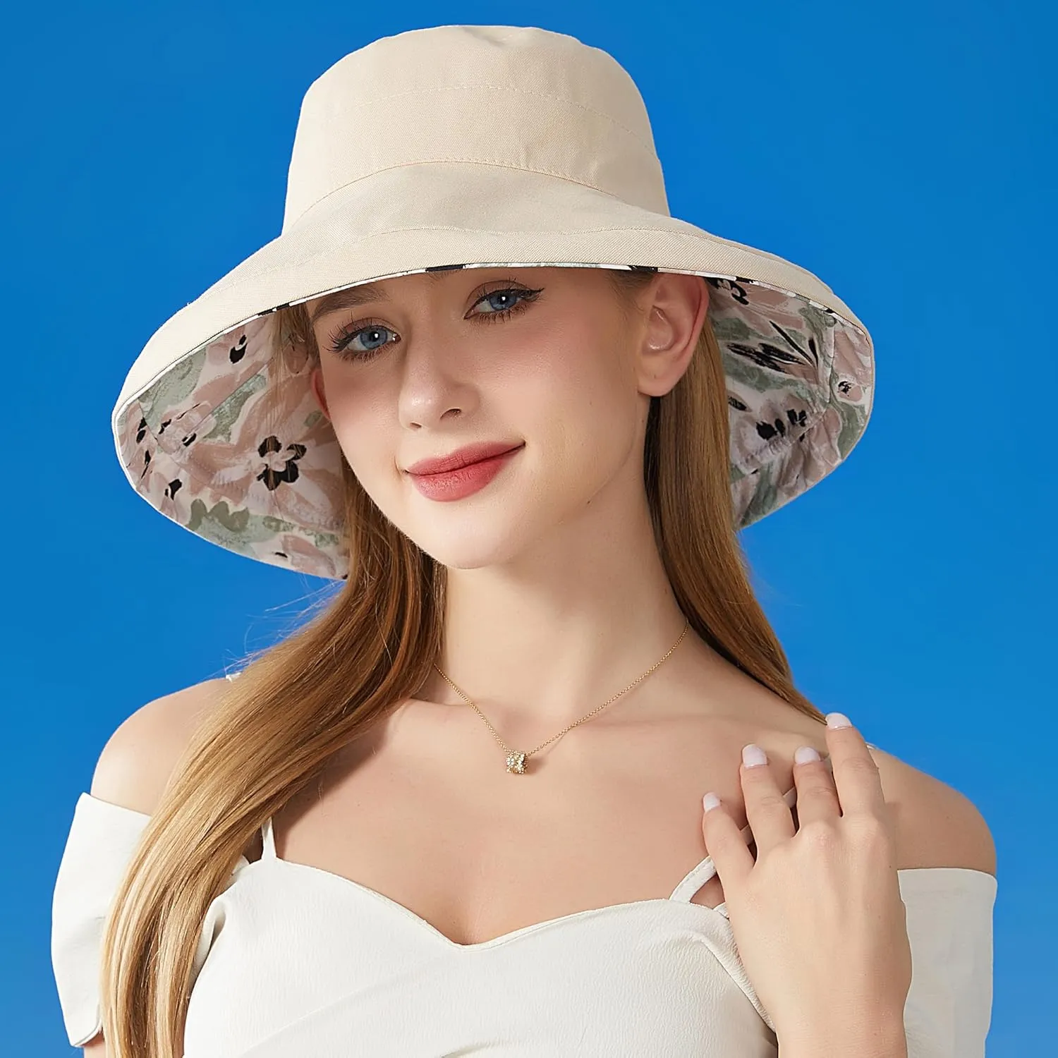 FaroDor Women's Reversible Bucket Hat UV Protection Packable Travel Cap Wide Brim Sun Hats