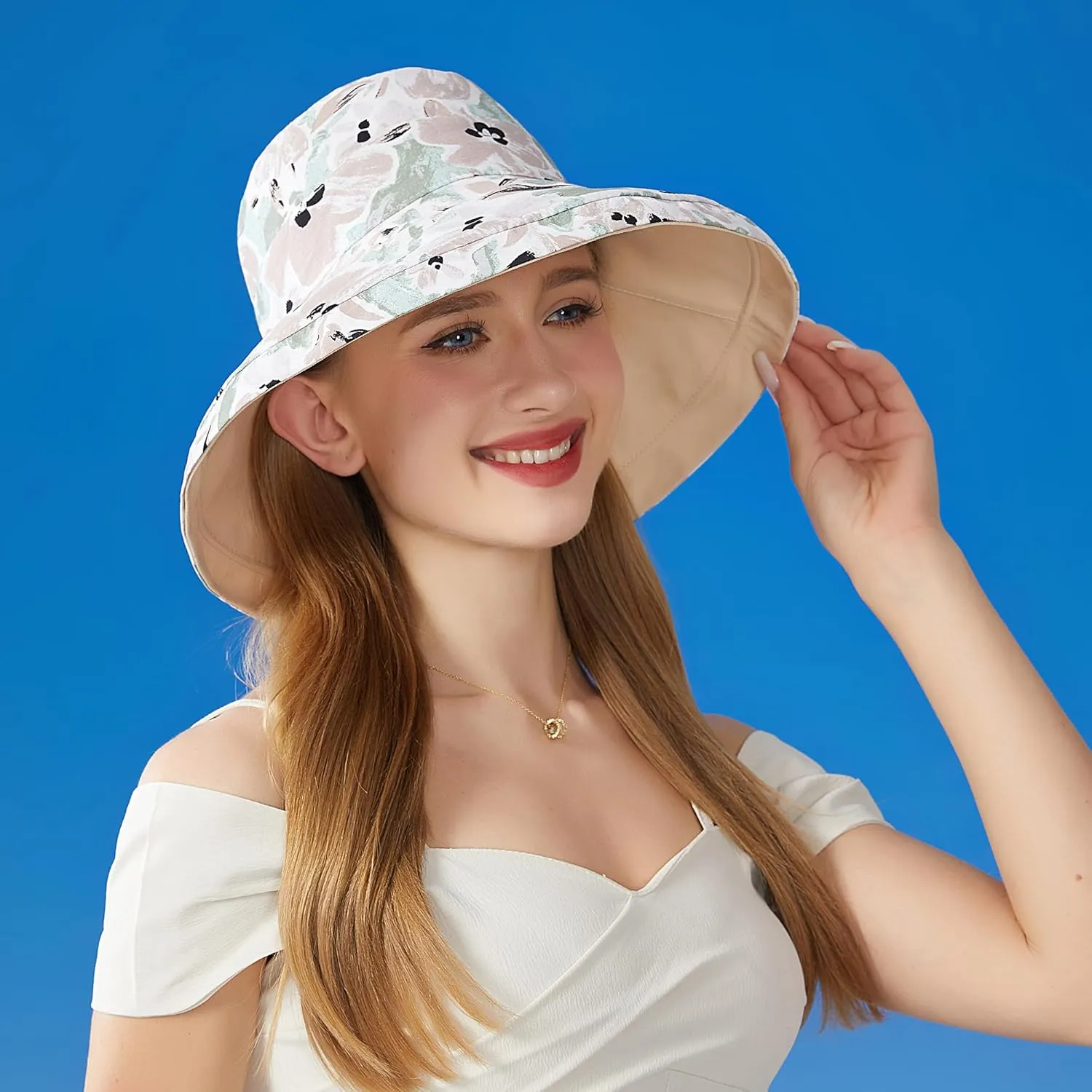 FaroDor Women's Reversible Bucket Hat UV Protection Packable Travel Cap Wide Brim Sun Hats