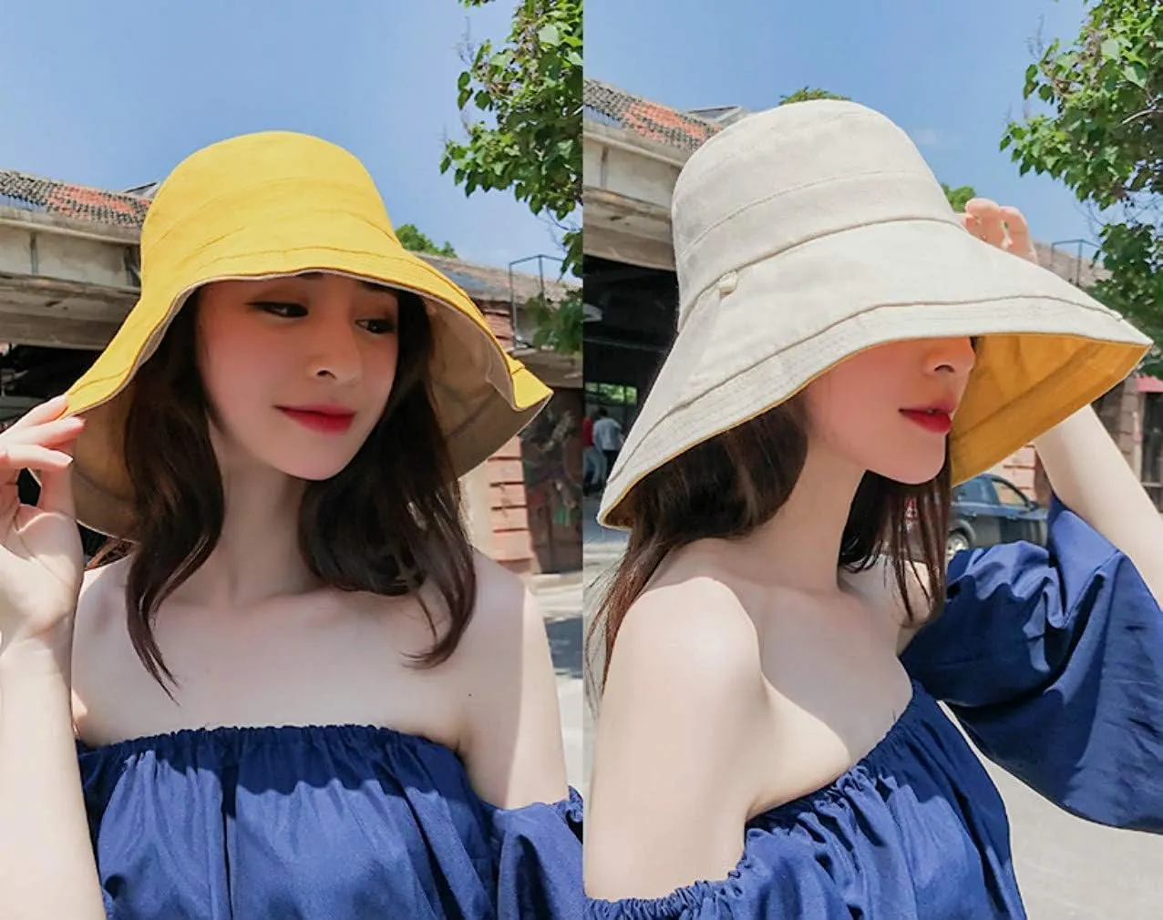 FaroDor Women's Reversible Bucket Hat UV Protection Packable Travel Cap Wide Brim Sun Hats