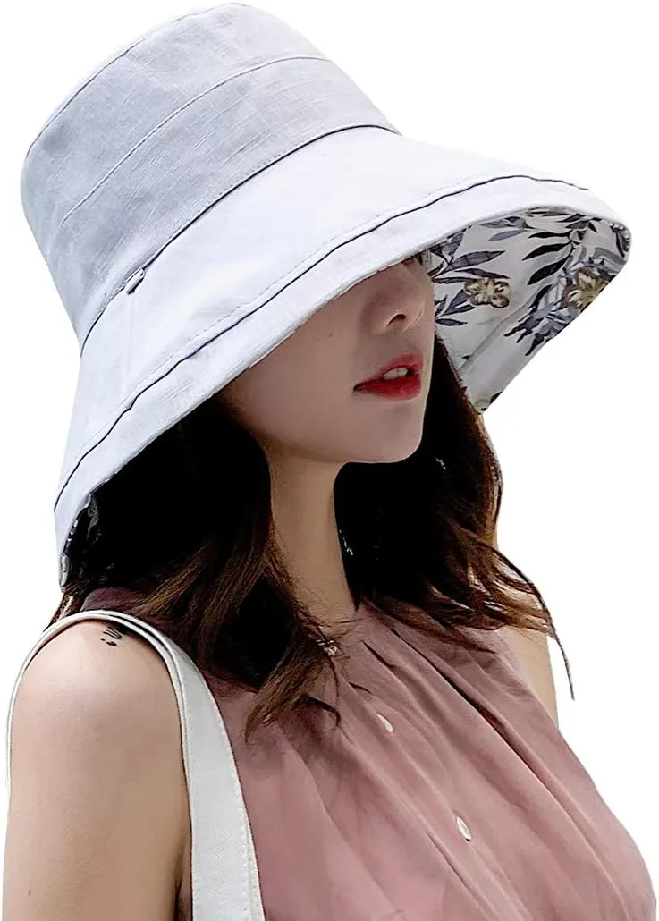 FaroDor Women's Reversible Bucket Hat UV Protection Packable Travel Cap Wide Brim Sun Hats