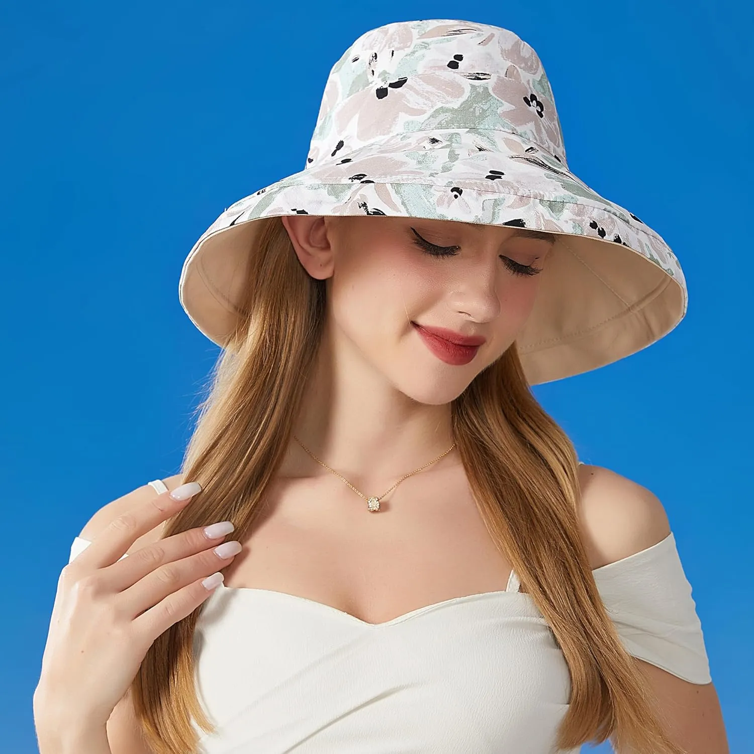 FaroDor Women's Reversible Bucket Hat UV Protection Packable Travel Cap Wide Brim Sun Hats