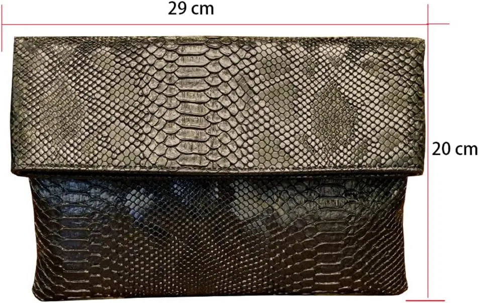 Fashion Snakeskin Envelop Clutch Purse Retro Oversized Handbags for Women