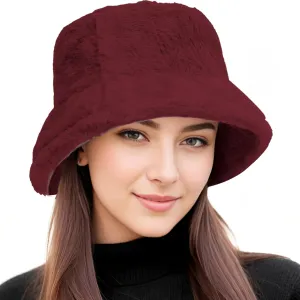 Faux Fur Winter Bucket Hat for Women Men Fuzzy Warm Hat Women's Furry Fisherman Cap for Casual, Trips, Sports, Skiing