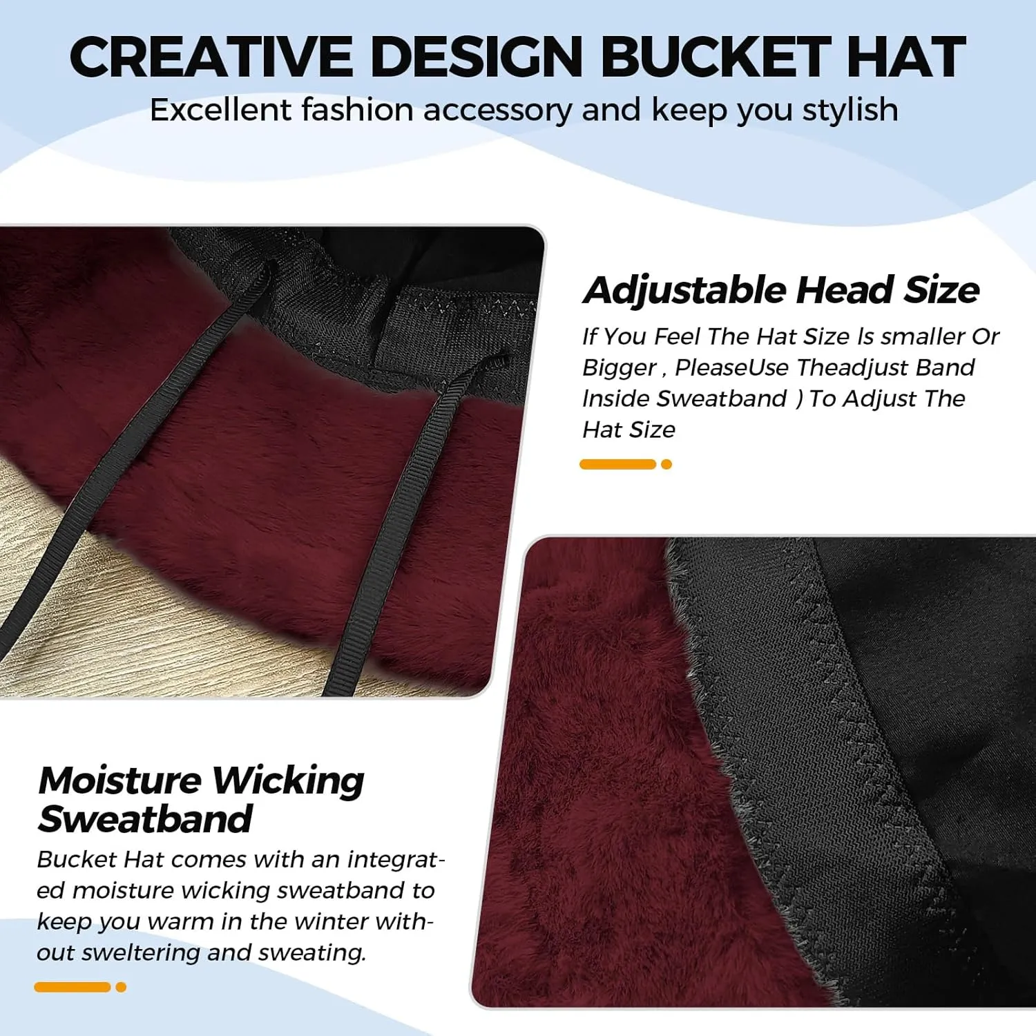 Faux Fur Winter Bucket Hat for Women Men Fuzzy Warm Hat Women's Furry Fisherman Cap for Casual, Trips, Sports, Skiing