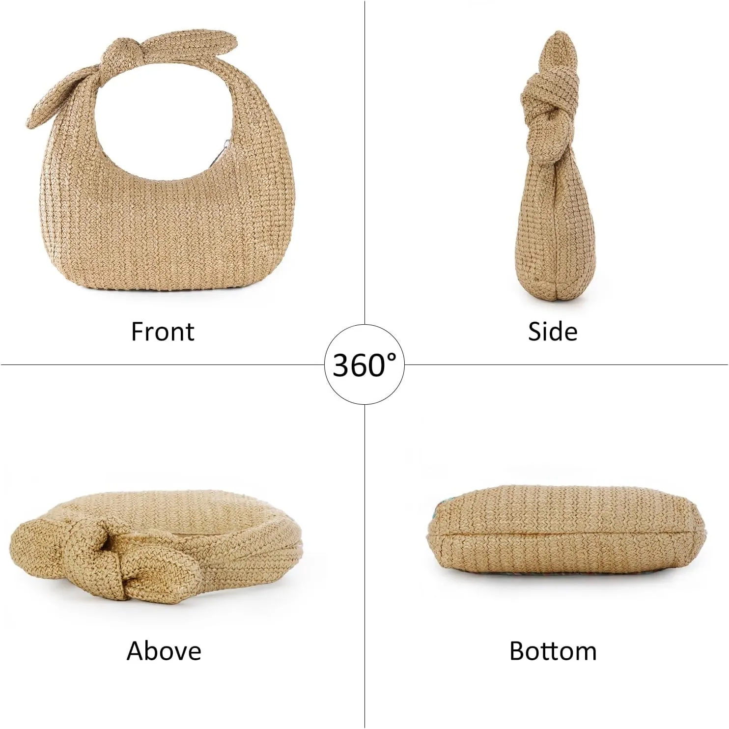 Fecialy Women Bow Purse Straw Summer Clutch Bag Beach Woven Handbags Vacation Tote Formal Party Wedding 2024 New