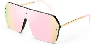 FEISEDY Classic Siamese One Piece Sunglasses Nice Rimless Stylish Retro Design for Women Men B2574