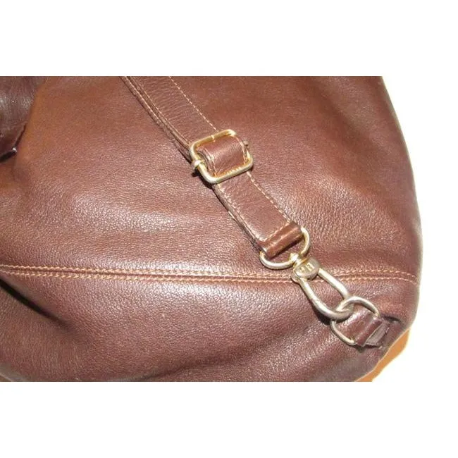 Fendi Brown Leather Three-Way Messenger Backpack Cross body