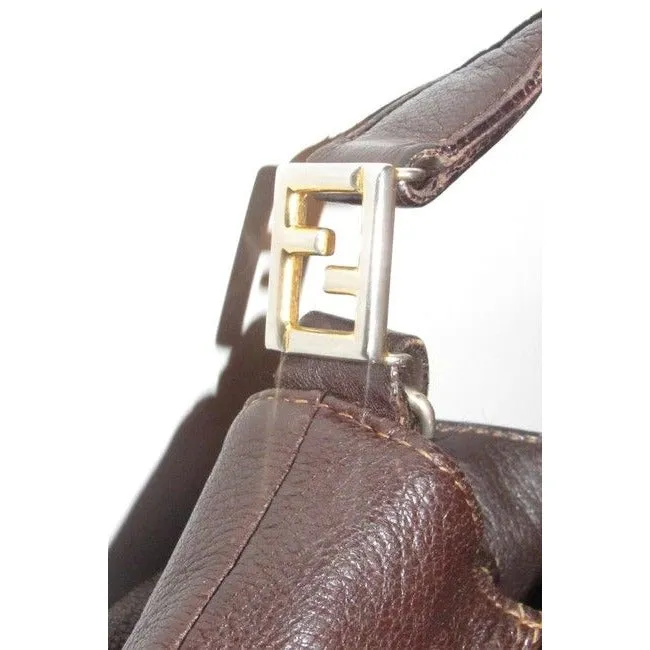 Fendi Brown Leather Three-Way Messenger Backpack Cross body