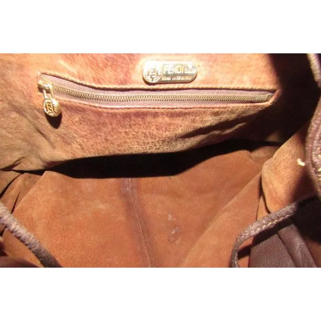 Fendi Brown Leather Three-Way Messenger Backpack Cross body