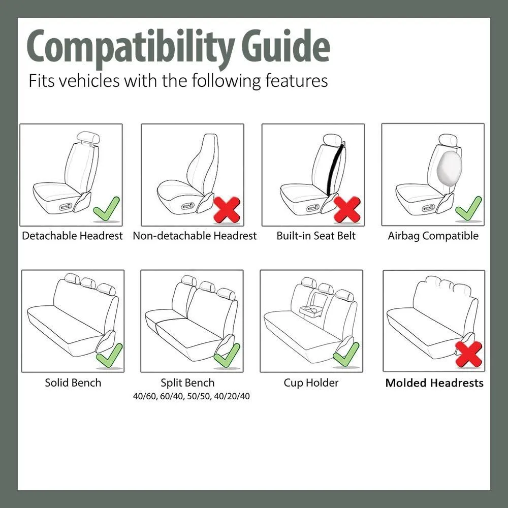 FH Group Full Set Light and Breezy Car Interior Covers-Front and Rear Split Bench Beige Seat Covers,Universal Fit for Cars, Trucks and SUVs