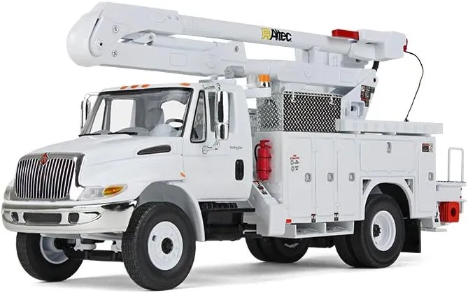 First Gear White: International DuraStar with Utility Bucket Body