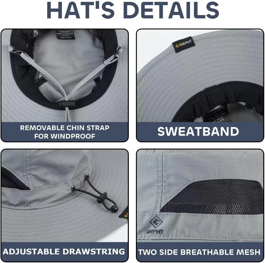 Fishing Hat for Mens Sun Hat Wide Brim Bucket Hat SPF UV Protection XL XXL Large Size Big Head Hiking Beach Safari
