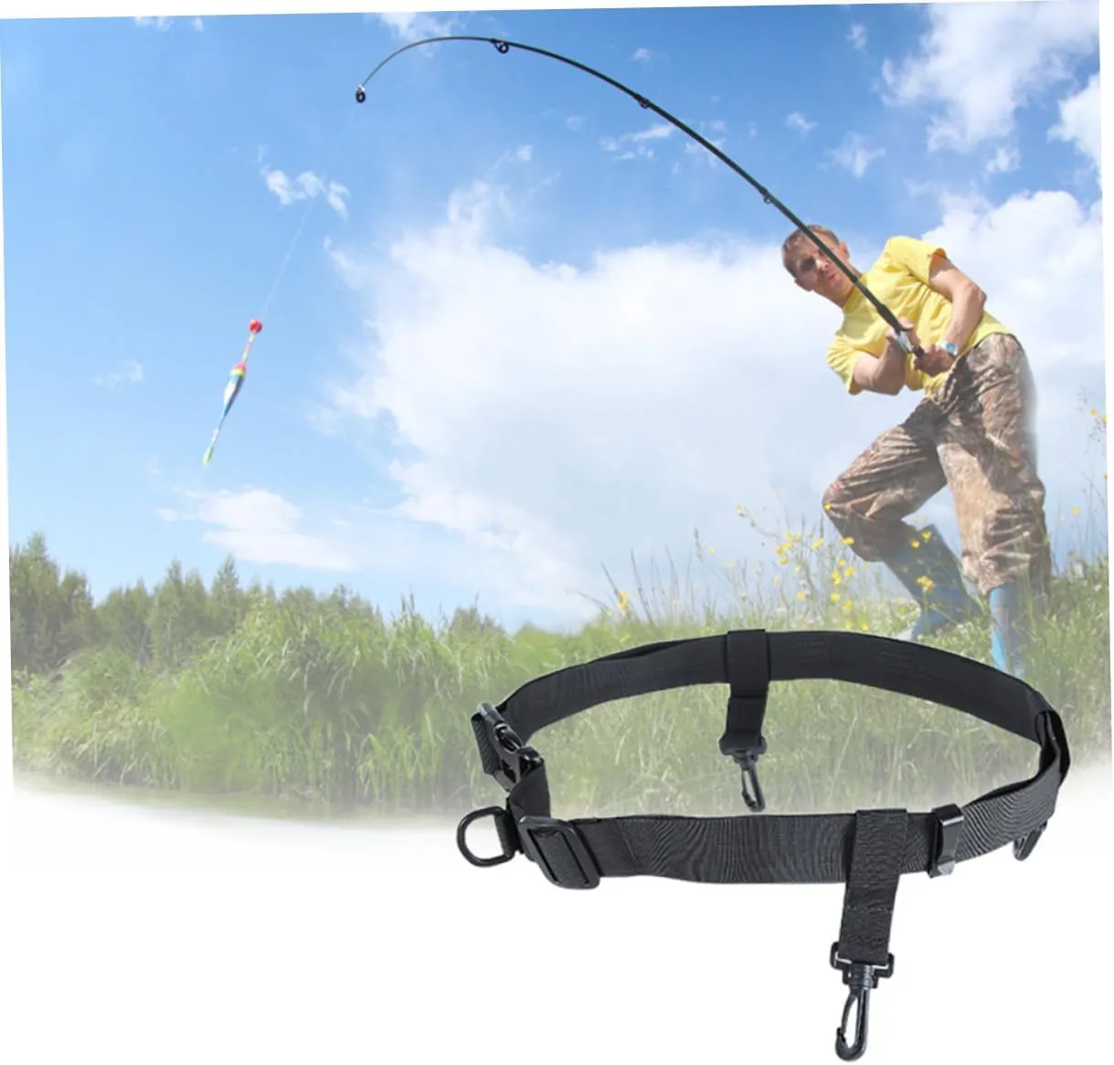 Fishing Waist Belt Fishing Tackle Accessories Adjustable Wader Wading Belt Safety Strap Black