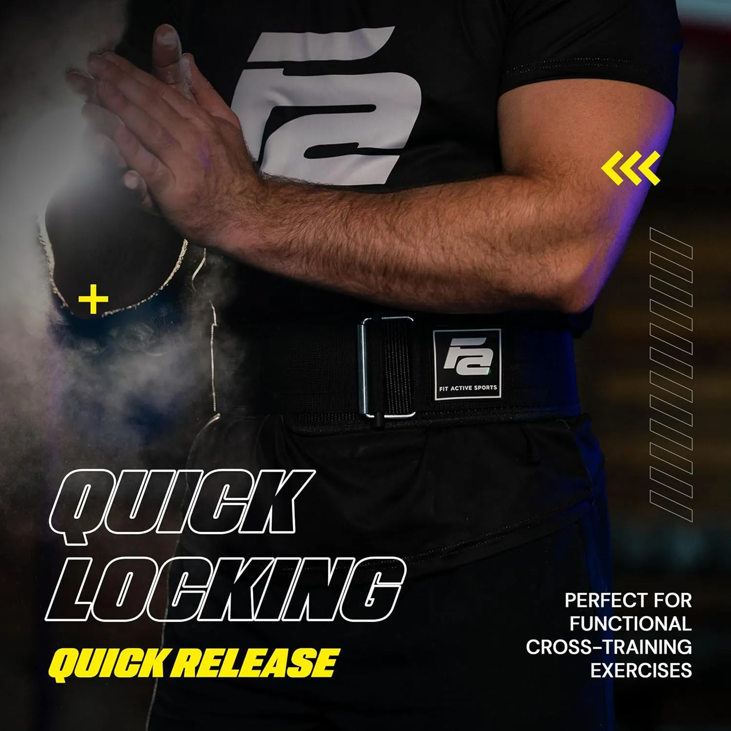 Fit Active Sports Self Locking Weight Lifting Belt | Premium Weightlifting Belt for Cross Training, Fast Locking Release Mechanism for Fitness and Power Lifting - Weightlifting Back Support for Men and Women