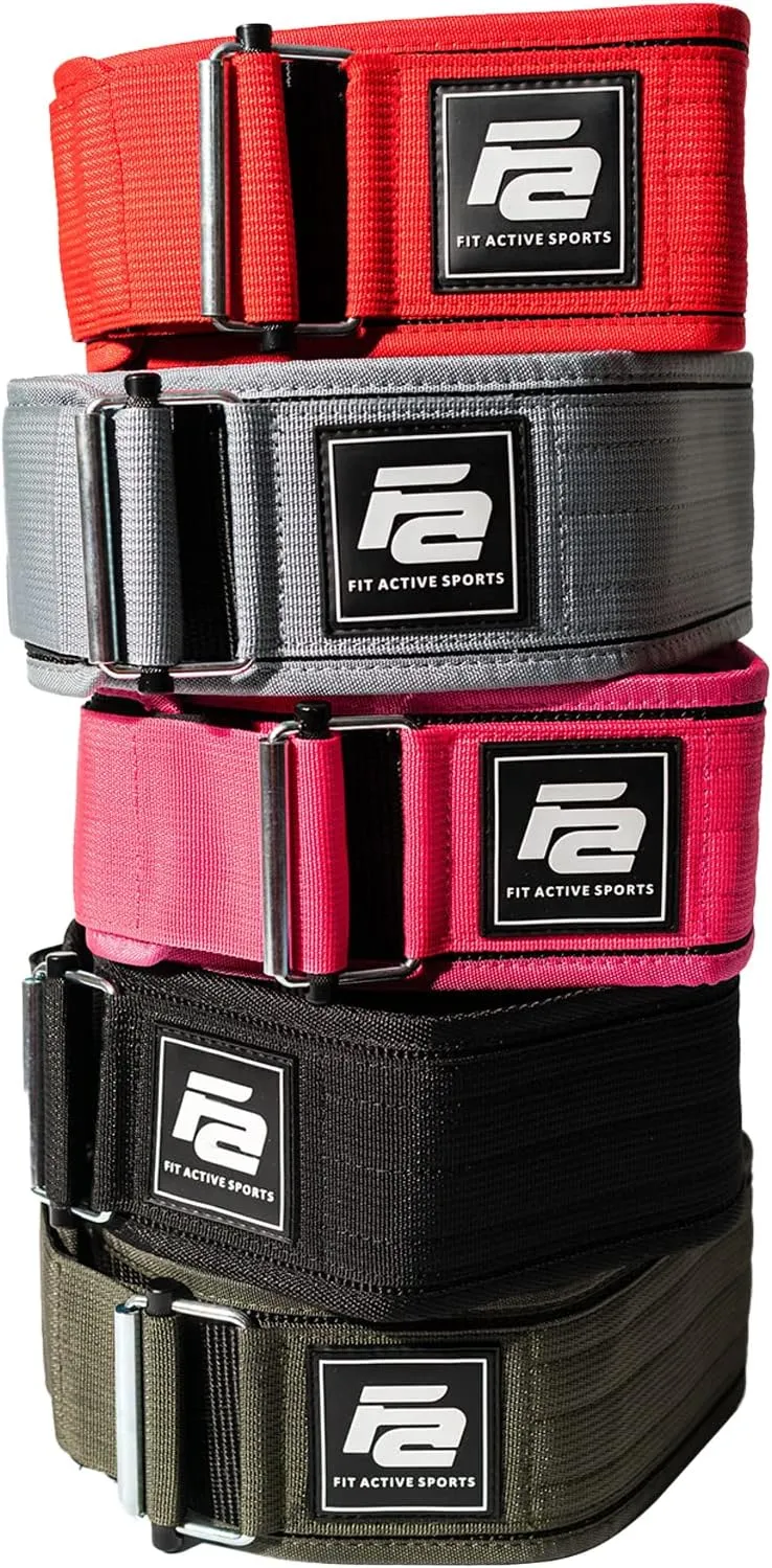 Fit Active Sports Self Locking Weight Lifting Belt | Premium Weightlifting Belt for Cross Training, Fast Locking Release Mechanism for Fitness and Power Lifting - Weightlifting Back Support for Men and Women