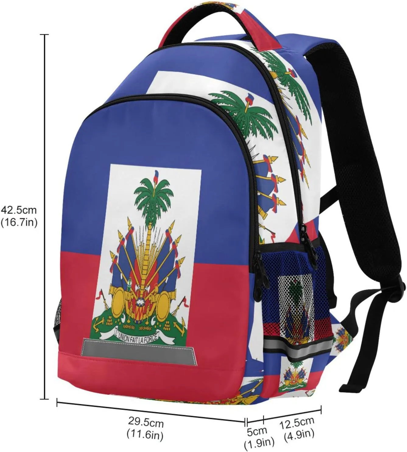 Flag Of Haiti Backpack for Girls Kids Boys School Bookbags,Student Laptop Backpack Carrying Bag Casual Lightweight Travel Sports Day Packs