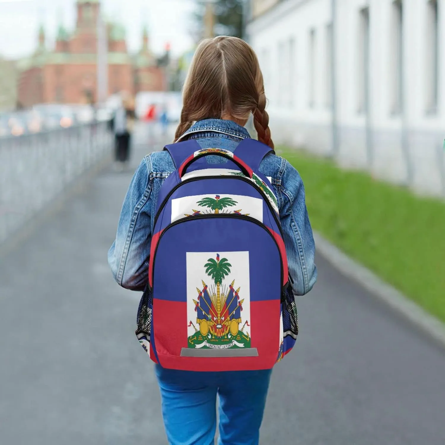 Flag Of Haiti Backpack for Girls Kids Boys School Bookbags,Student Laptop Backpack Carrying Bag Casual Lightweight Travel Sports Day Packs
