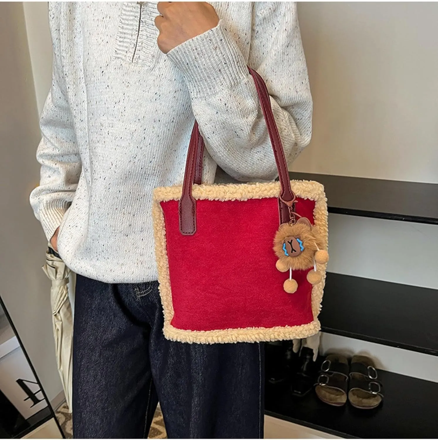 Fluff Tote Bag Bucket Bag Commuter Cabbage Basket Hand Bag