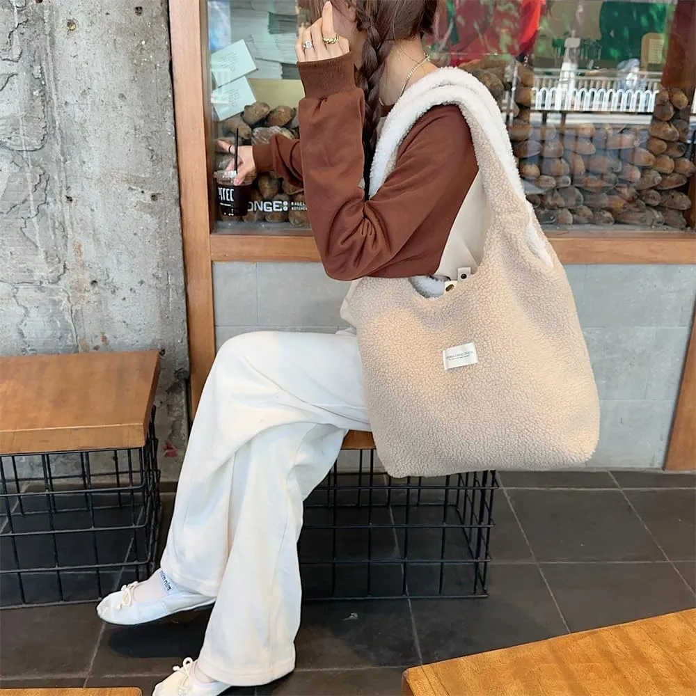 Fluffy Plush Reversible Purse For Women Bag Furry Tote Shoulder Bag Fuzzy Crossbody Bag Gift for Women