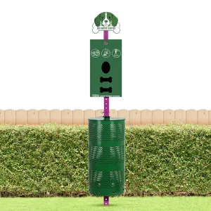 Flybold Dog Waste Station - Outdoor Dog Poop Trash Can with Poop Bag Dispenser - 400 Roll Bags, 200 Pull Bags, 50 Can Liners - Pet Waste Bag Disposal System for Parks and Public Spaces - 13x26 Inches