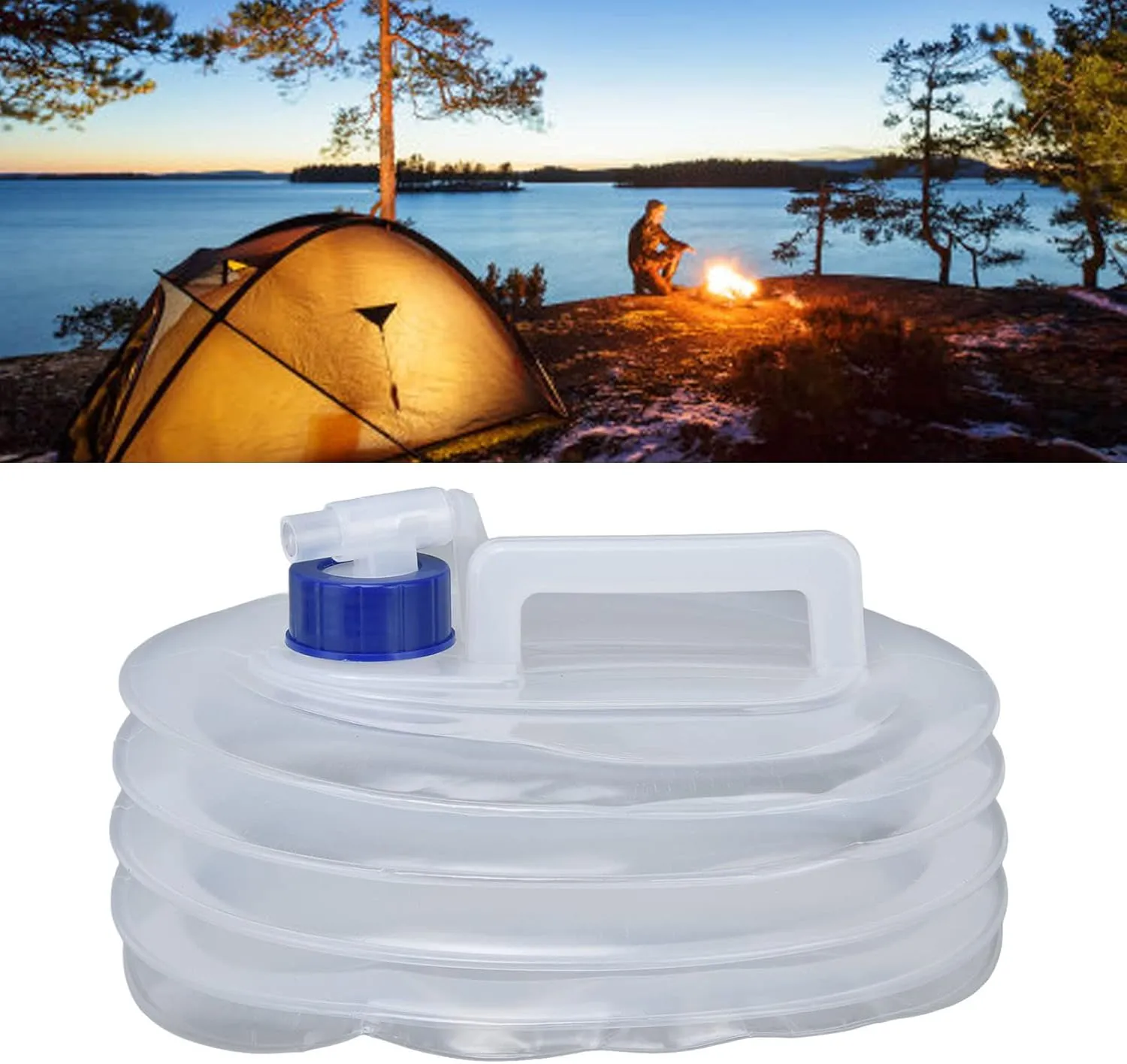 Foldable Camping Water Container Large Capacity Safe Poisonless Portable Lightweight Widely Used Collapsible Bucket (Large (9.4in))