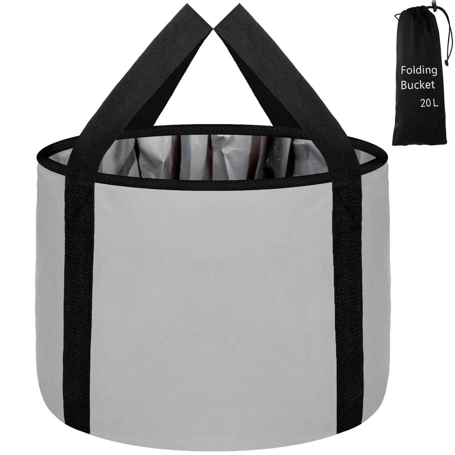 Foot Bath Basin 20L Collapsible Bucket, Portable Foot Soak Tub Feet Soaking Bucket for Outdoor Travel, Camping, Fishing(Gray)