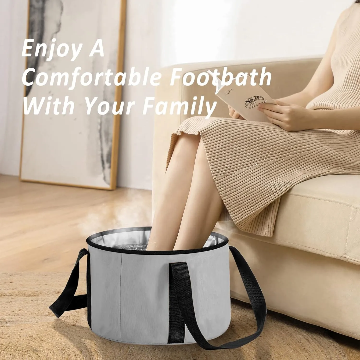 Foot Bath Basin 20L Collapsible Bucket, Portable Foot Soak Tub Feet Soaking Bucket for Outdoor Travel, Camping, Fishing(Gray)
