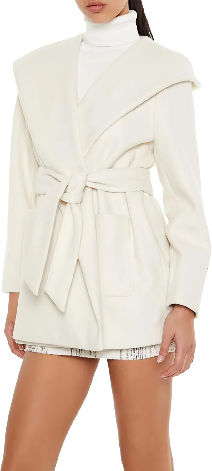Forever 21 Women's Hooded Tie-Waist Wrap Coat
