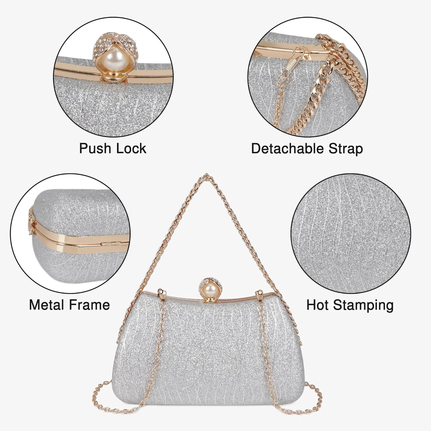 Frosted Glitter Clutch Purses for Women Evening Bag Formal Wedding Party Cocktail Prom Handbags