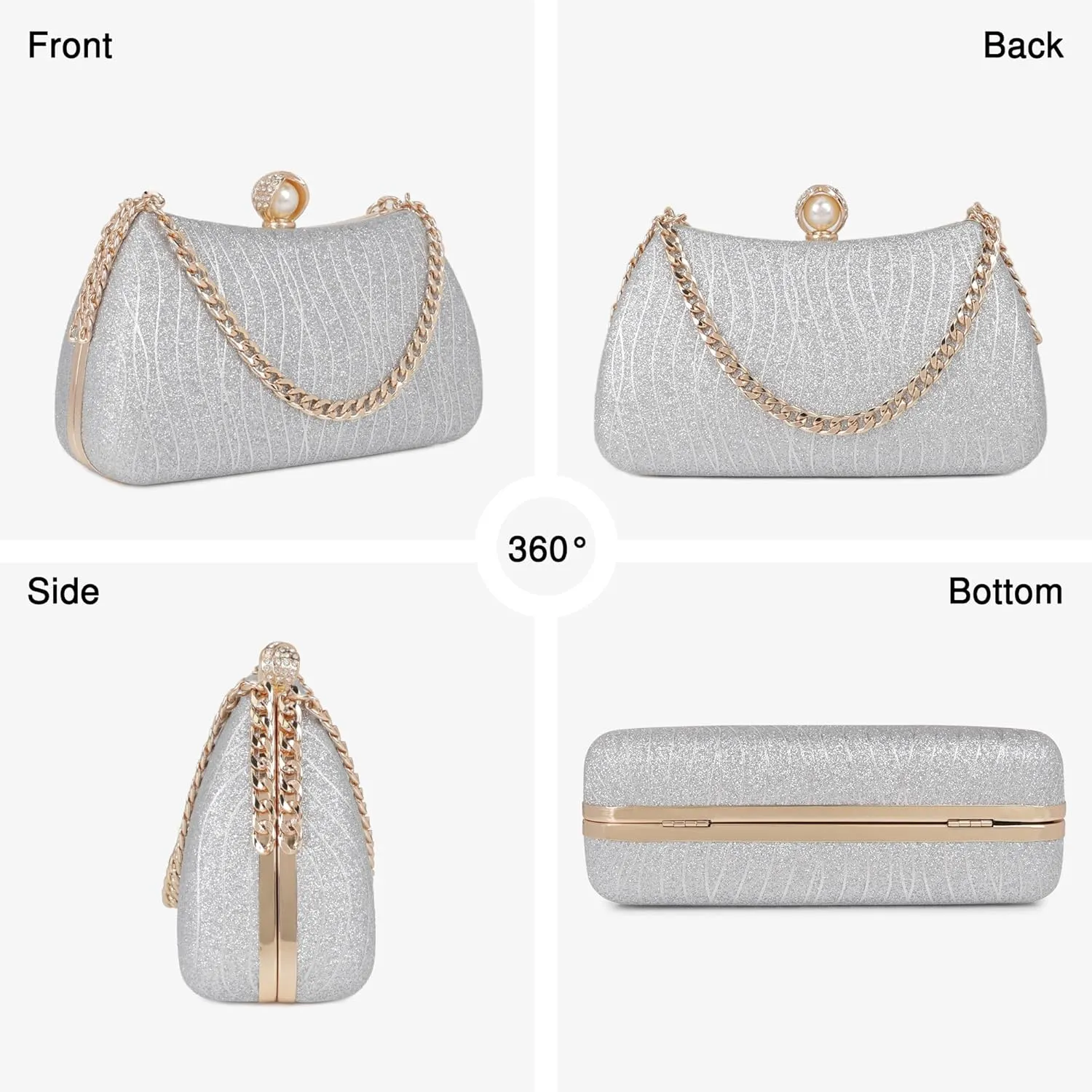Frosted Glitter Clutch Purses for Women Evening Bag Formal Wedding Party Cocktail Prom Handbags