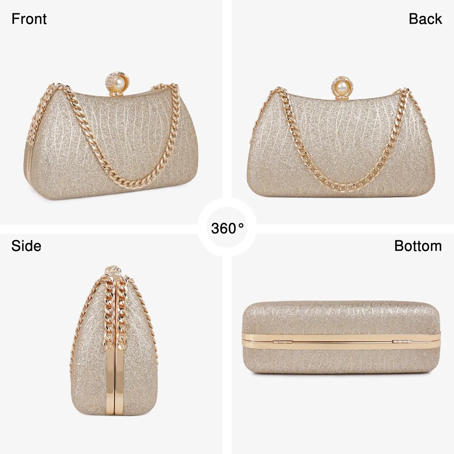 Frosted Glitter Clutch Purses for Women Evening Bag Formal Wedding Party Cocktail Prom Handbags