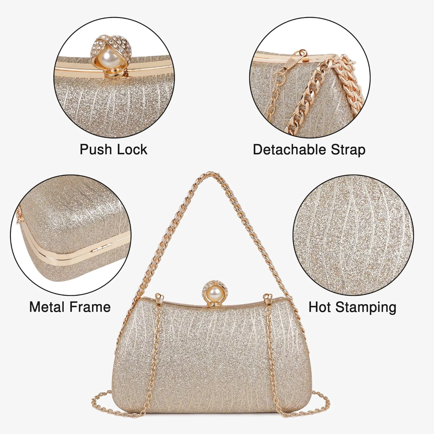 Frosted Glitter Clutch Purses for Women Evening Bag Formal Wedding Party Cocktail Prom Handbags