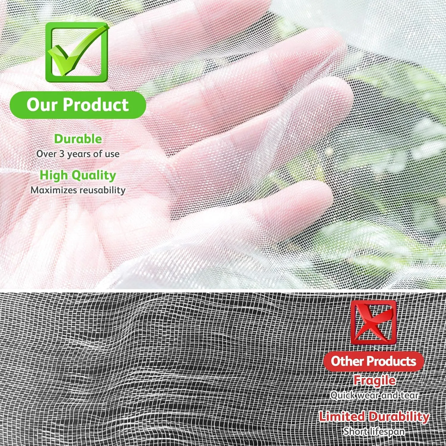 Fruit Tree Netting for Garden Protection, 2Pcs 9.8 x 9.8FT Insect Bird Nettings with Zipper and Drawstring, Plant Cover Mesh Net Bags for Blueberry Bushes, Tomatoes, Flowers