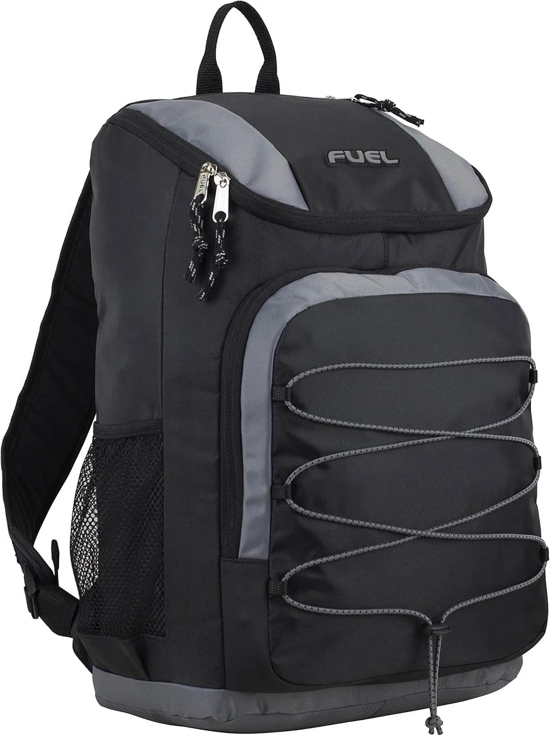 FUEL Wide Mouth Sports Luggage Backpack with Laptop Compartment for Work, Travel, Outdoors, Black/Graphite