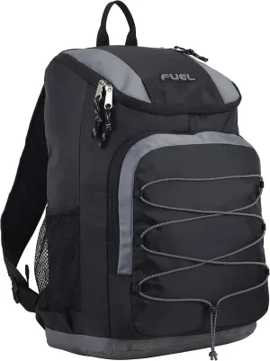 FUEL Wide Mouth Sports Luggage Backpack with Laptop Compartment for Work, Travel, Outdoors, Black/Graphite