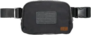 Funky Junque Crossbody Bag Sling Belt Stadium Waist Fanny Concert Bag: Flag Embrodery - Black
