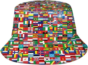 Funny Flag Bucket Hats Packable Travel Beach Sun Hat Wide Brim Fisherman Caps for Women Men