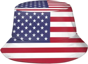 Funny Flag Bucket Hats Packable Travel Beach Sun Hat Wide Brim Fisherman Caps for Women Men