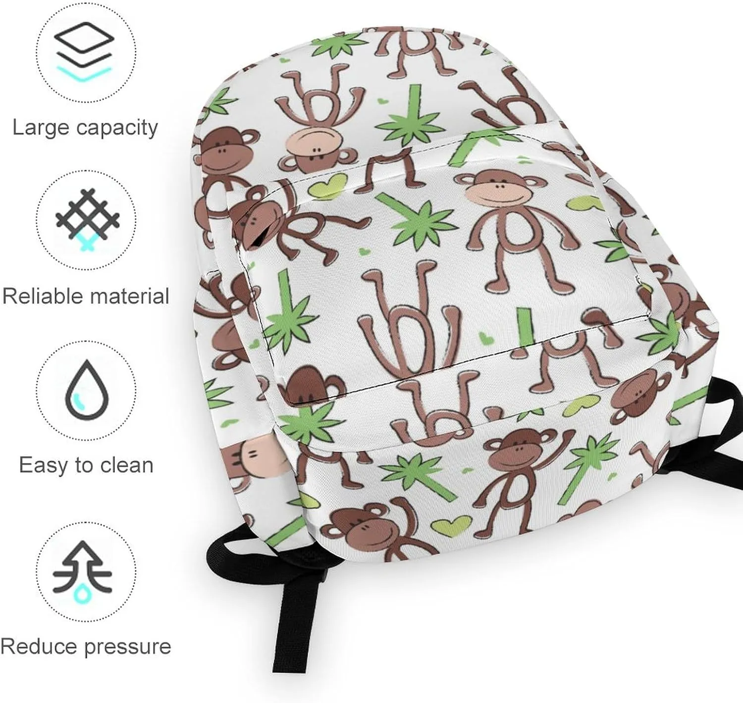 Funny Monkey Palm Casual Travel Backpack Lightweight with Multi Compartment Laptop Bagpack Cute Animal for Women Men Hiking Business Work
