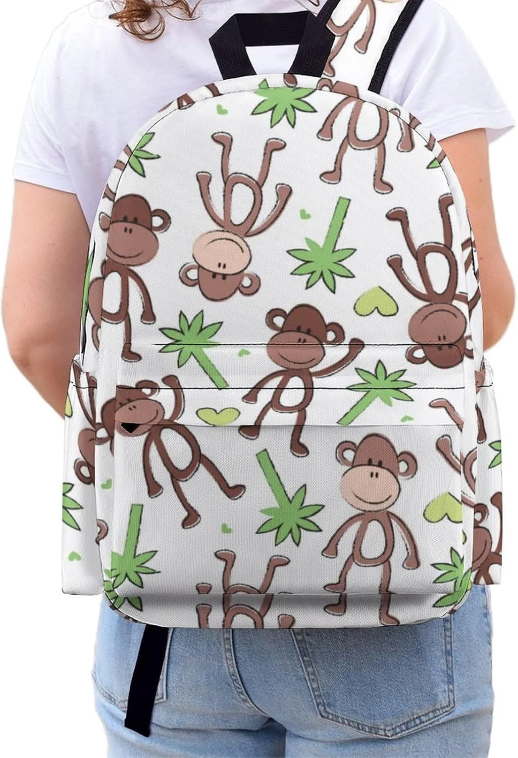 Funny Monkey Palm Casual Travel Backpack Lightweight with Multi Compartment Laptop Bagpack Cute Animal for Women Men Hiking Business Work