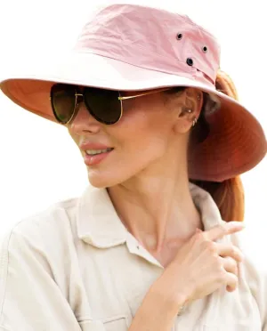 FURTALK Sun Hats for Women Ponytail UPF 80  Beach Summer Hat Wide Brim Packable Cowboy Hat