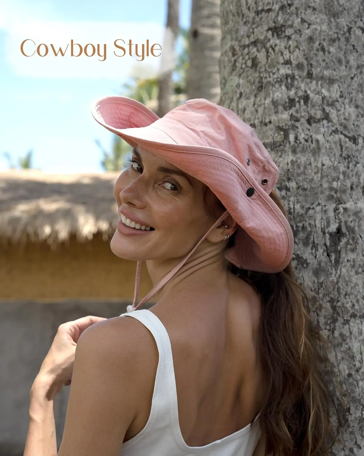 FURTALK Sun Hats for Women Ponytail UPF 80  Beach Summer Hat Wide Brim Packable Cowboy Hat