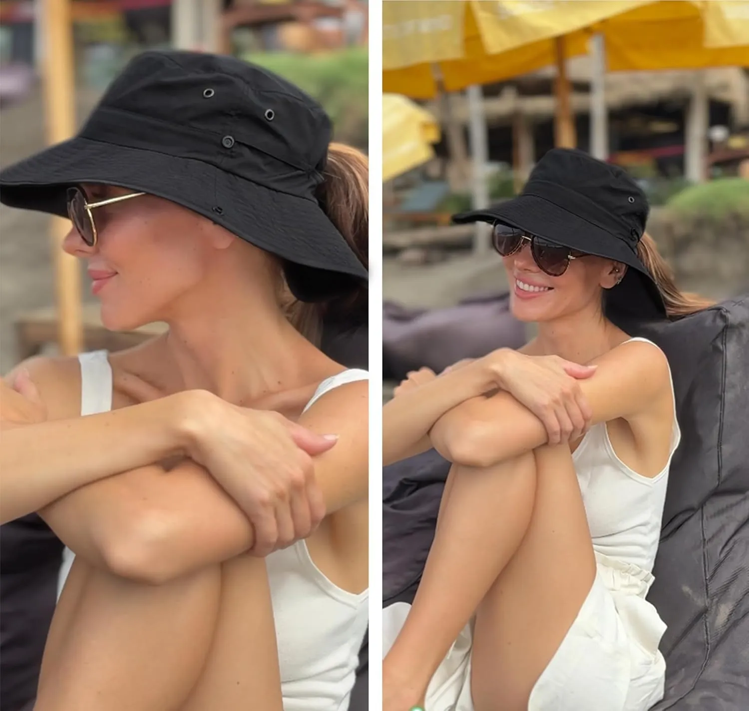 FURTALK Sun Hats for Women Ponytail UPF 80  Beach Summer Hat Wide Brim Packable Cowboy Hat