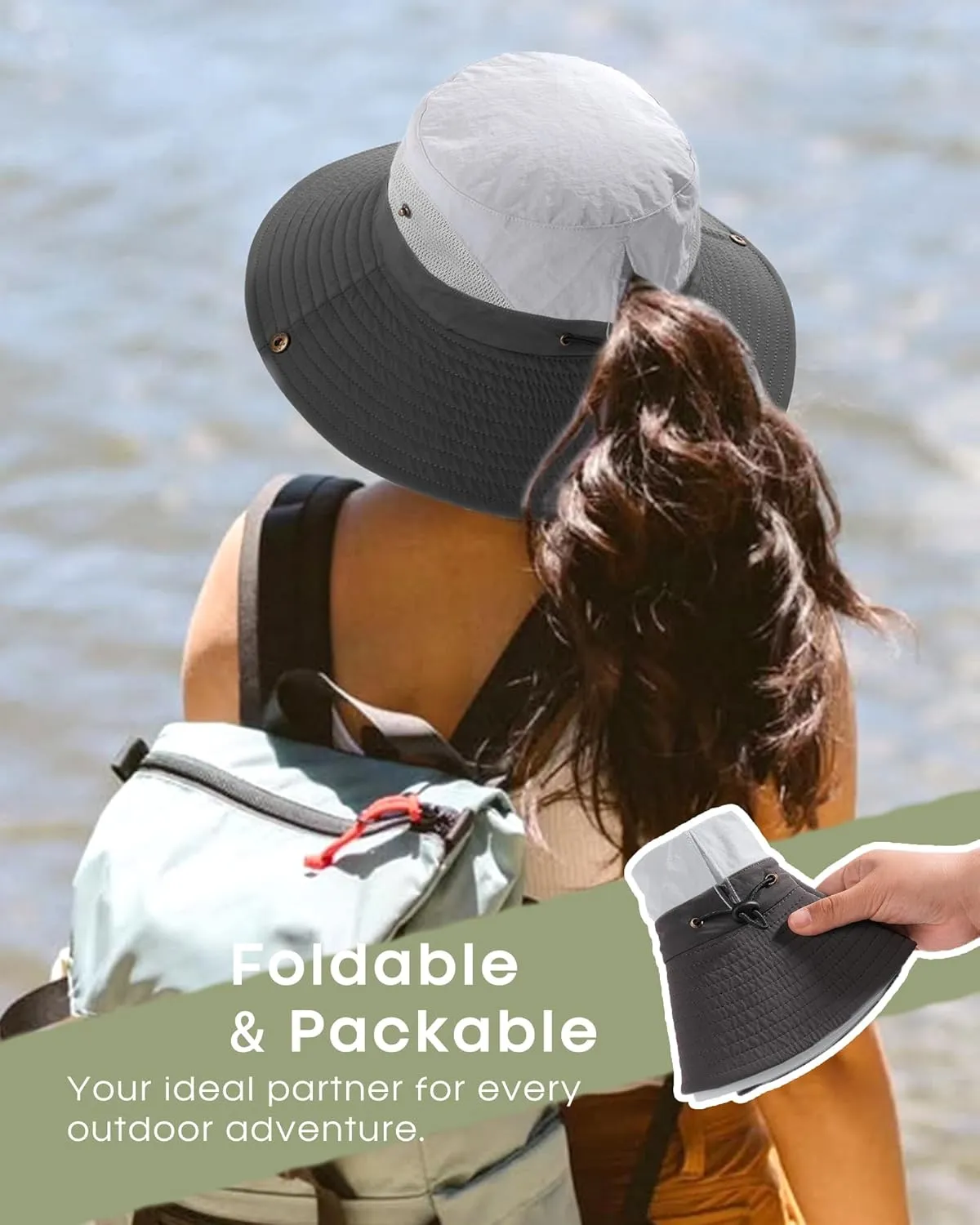FURTALK Womens Sun Hat with Ponytail Hole Beach Hiking Summer Wide Brim UPF 80  Outdoor Protection Foldable Bucket Hat