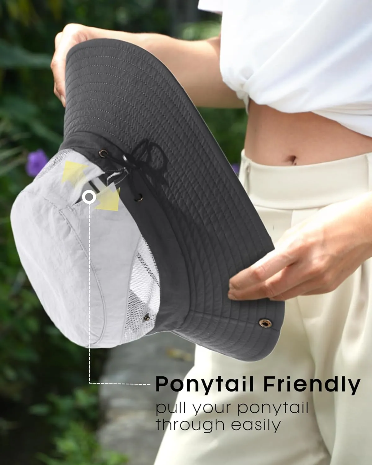 FURTALK Womens Sun Hat with Ponytail Hole Beach Hiking Summer Wide Brim UPF 80  Outdoor Protection Foldable Bucket Hat