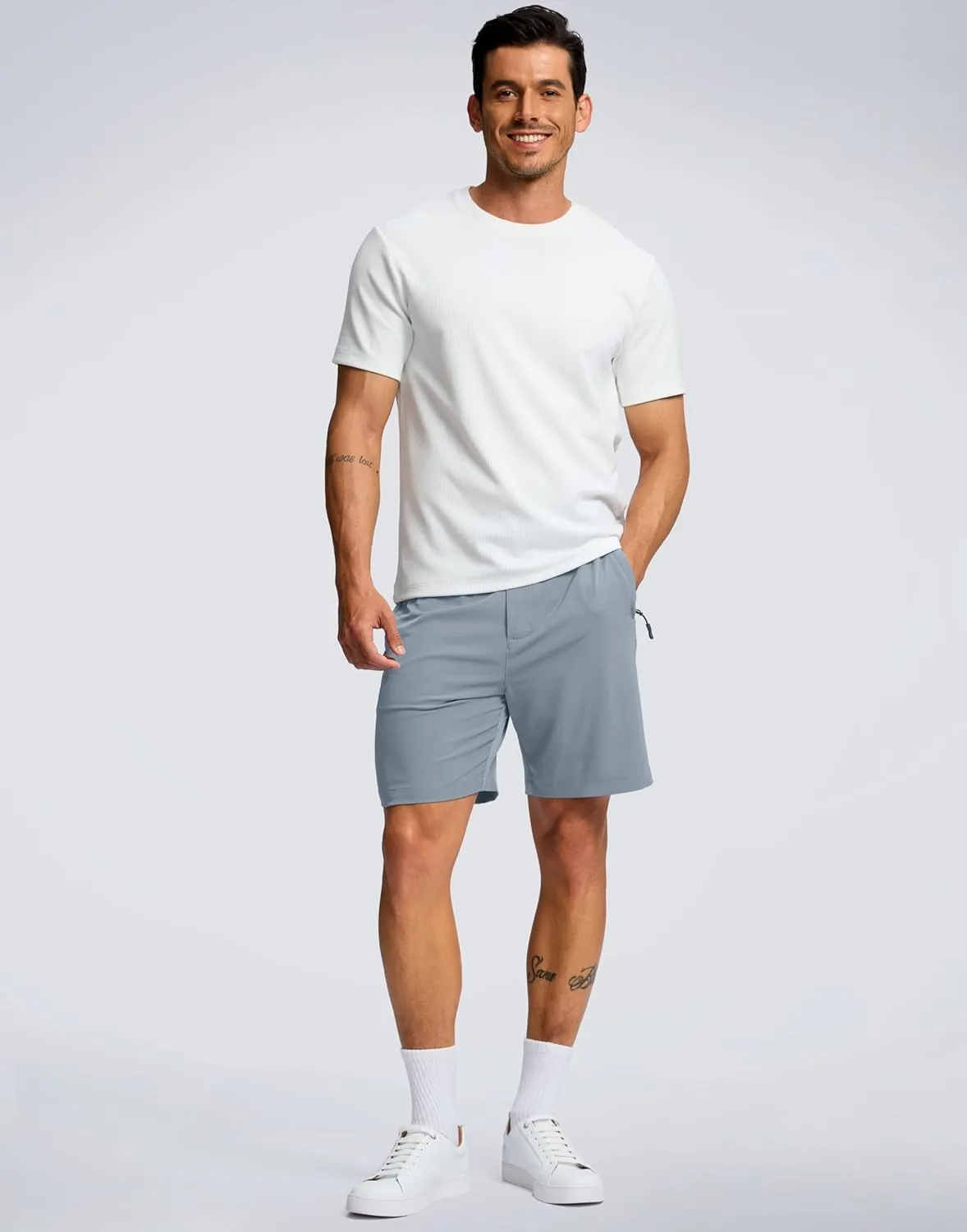 G Gradual Men's Hiking Shorts 7" Lightewight Casual Shorts for Men Quick Dry Stretch Golf Shorts with 3 Zipper Pockets Summer