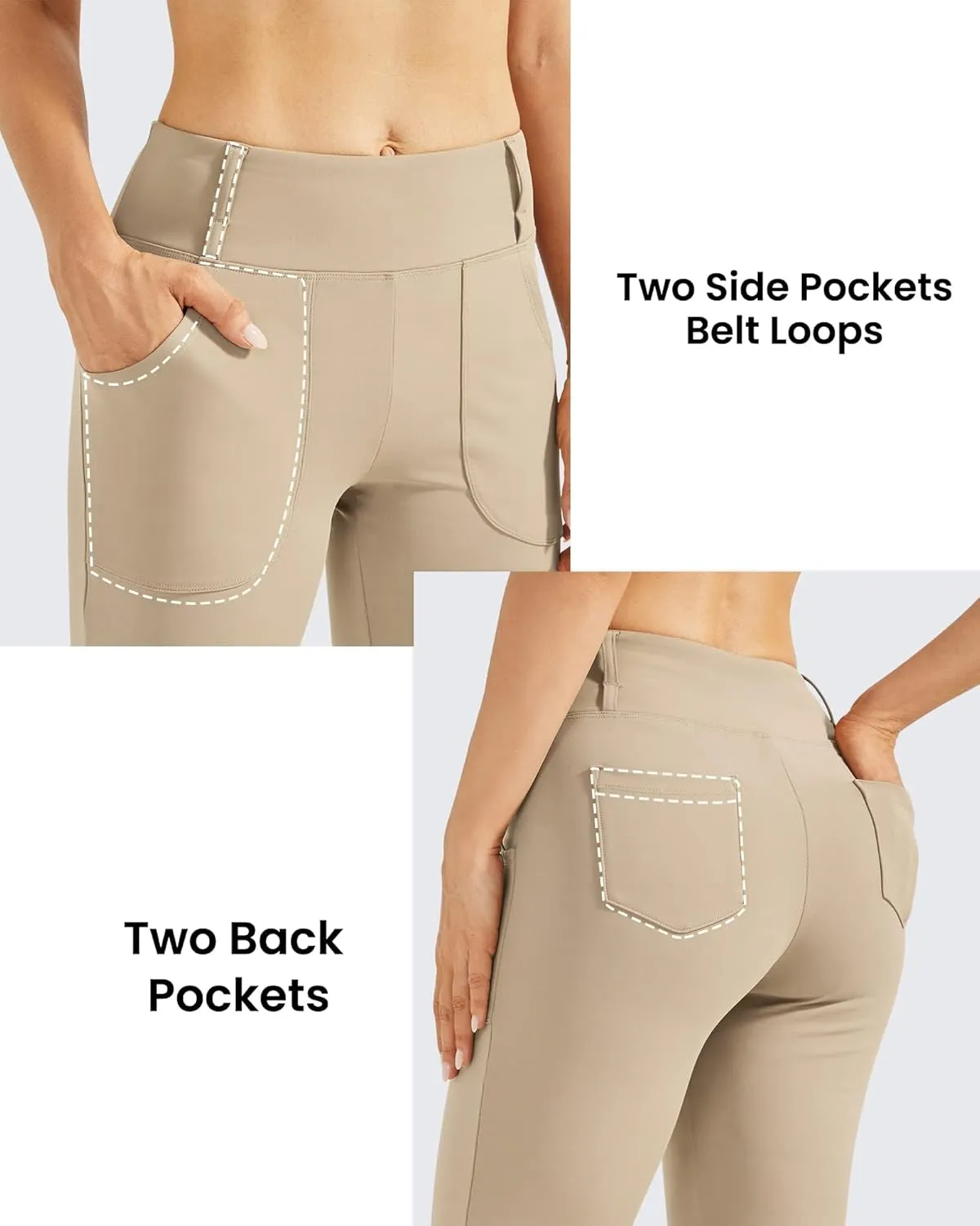 G4Free Fleece Lined Leggings Women Yoga Dress Pants with 4 Pockets Stretchy Work Pants Business Casual 29"/31"/33"